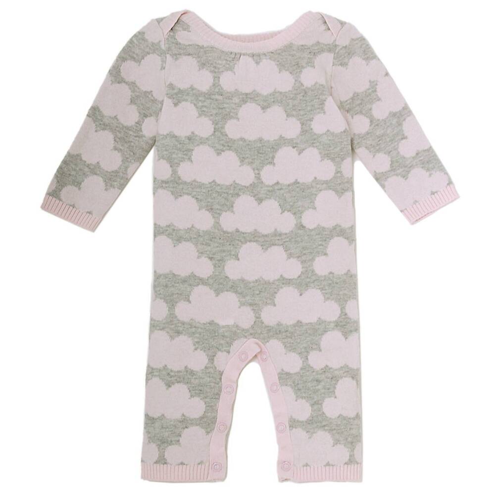 NEW LE TOP baby girl's bébé cloud nine knit romper in pink/grey